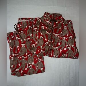 Nick & Nora Red and Brown Sock Monkey Pajama Set size XL